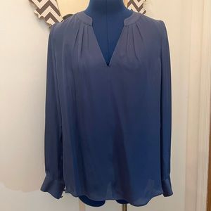White House Black Market Blouse, Size 2, Silk, Blue, Straight Fit